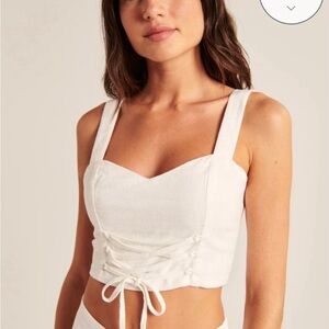 *NWT* Abercrombie & Fitch Lace-Up Linen-Blend Set Top